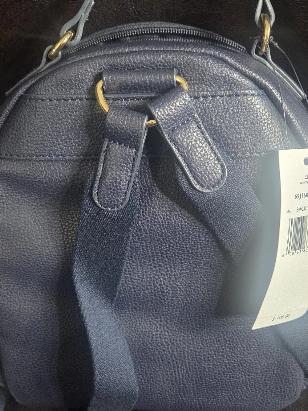 Tommy Hilfiger Navy Mini Backpack with Signature Stripe Bag Purse New With Tags